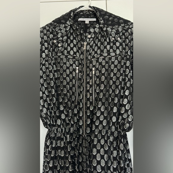Diane von Furstenberg Metallic Chiffon Zip Jacket with Hood - Picture 3 of 7